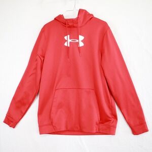 Under Armour Hoodie Mens Medium Loose Pullover Fleece Sweatshirt Red Long Sleeve